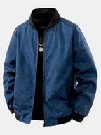 Men's Tropical Leaf Print Bomber Jacket – Relaxed Zip-Up Casual Outerwear