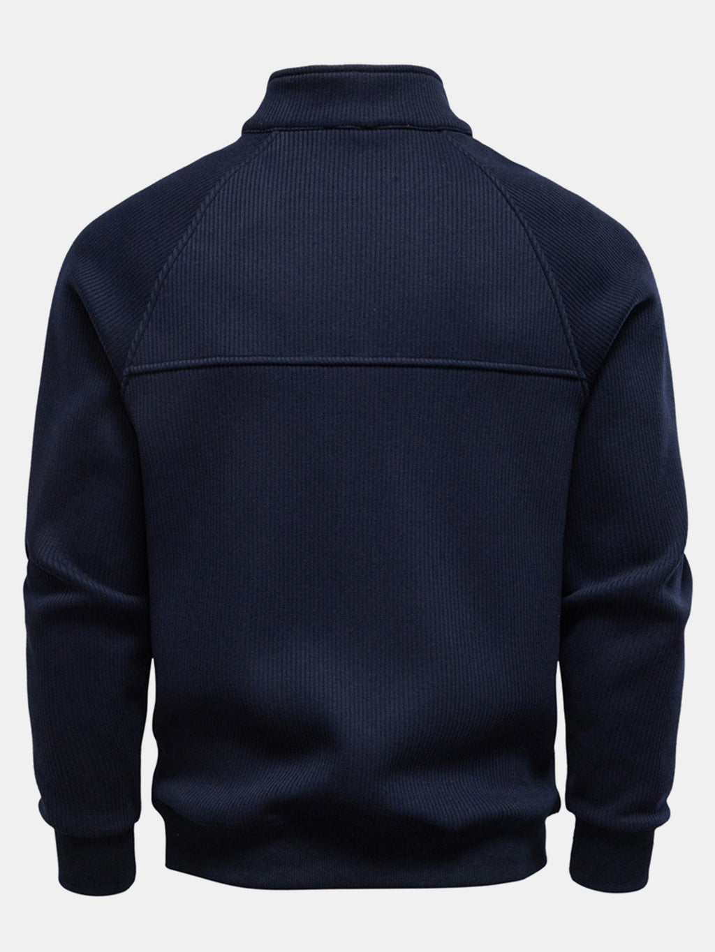Men's Ribbed Quarter-Zip Sweatshirt – Cotton Blend Raglan Sleeve Pullover