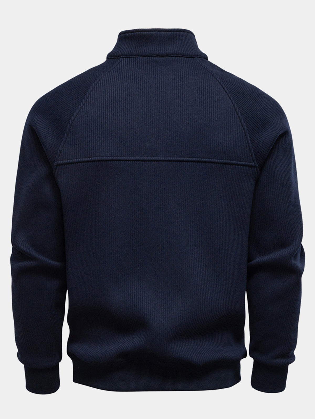 Men's Ribbed Quarter-Zip Sweatshirt – Cotton Blend Raglan Sleeve Pullover