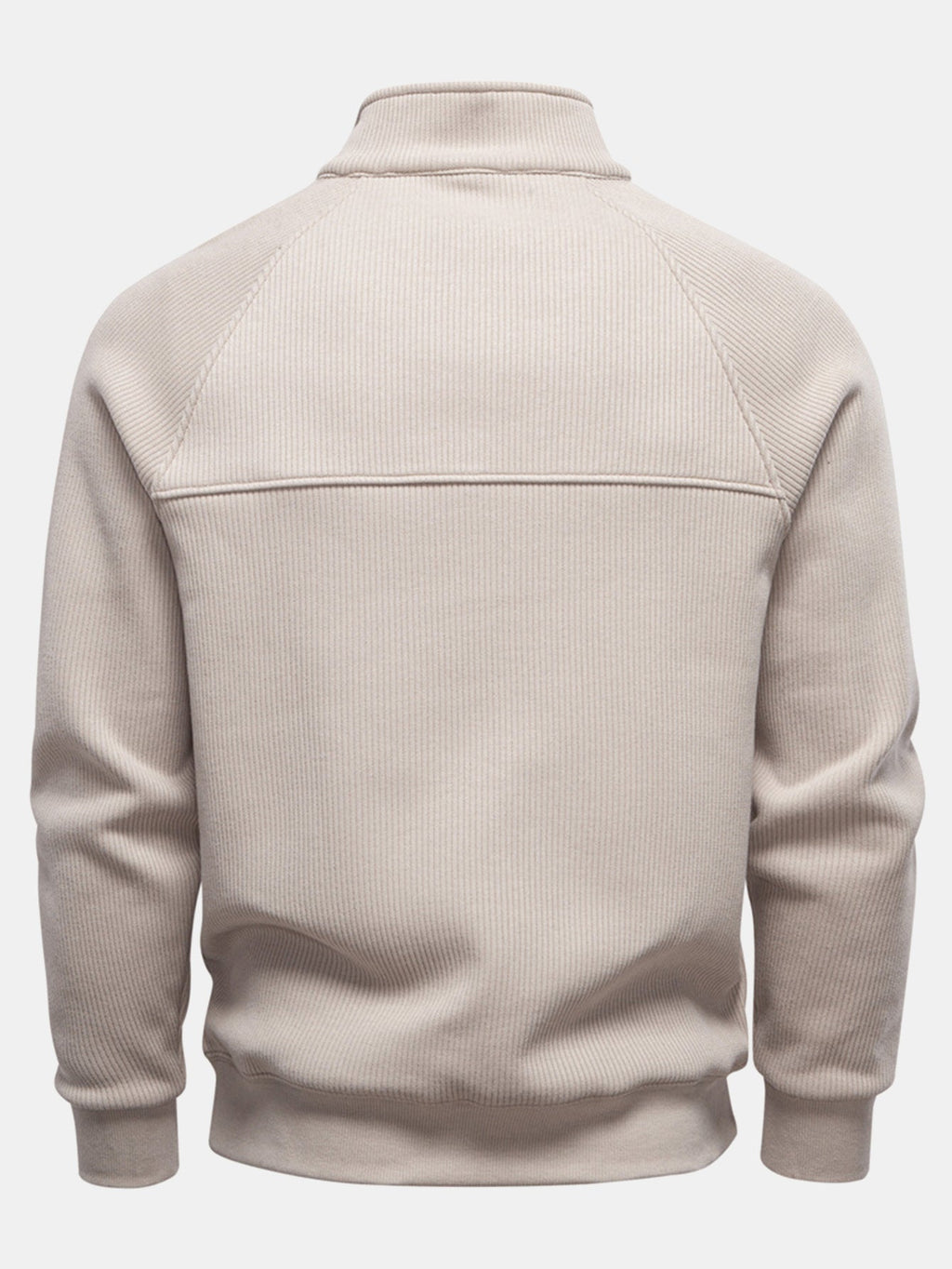 Men's Ribbed Quarter-Zip Sweatshirt – Cotton Blend Raglan Sleeve Pullover