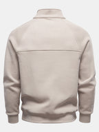 Men's Ribbed Quarter-Zip Sweatshirt – Cotton Blend Raglan Sleeve Pullover