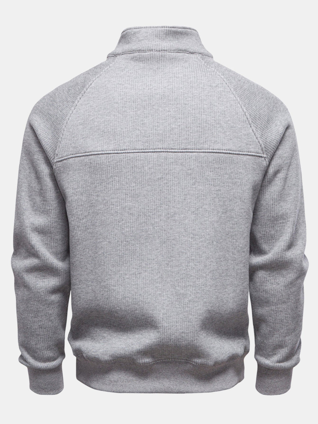 Men's Ribbed Quarter-Zip Sweatshirt – Cotton Blend Raglan Sleeve Pullover