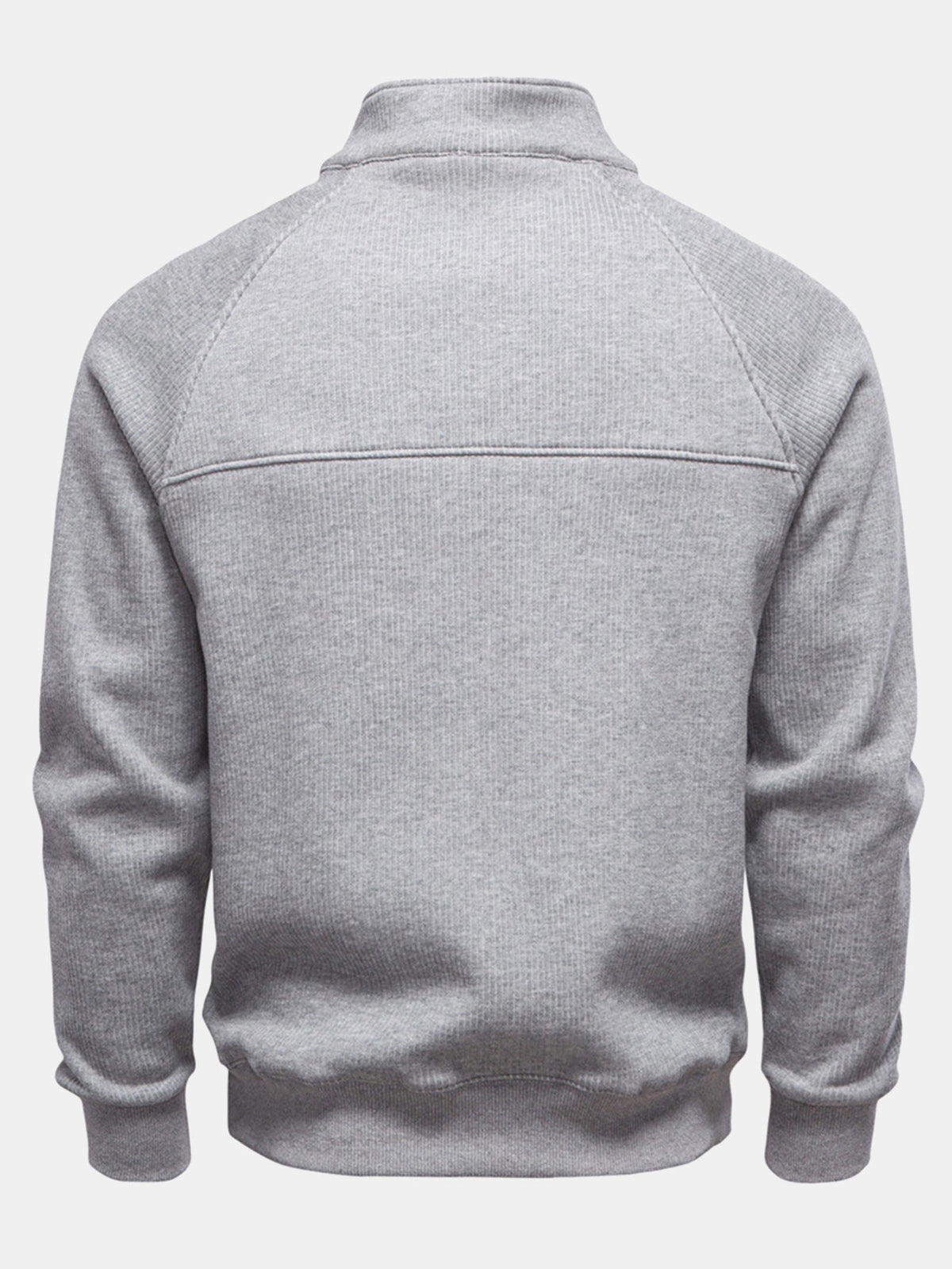 Men's Ribbed Quarter-Zip Sweatshirt – Cotton Blend Raglan Sleeve Pullover