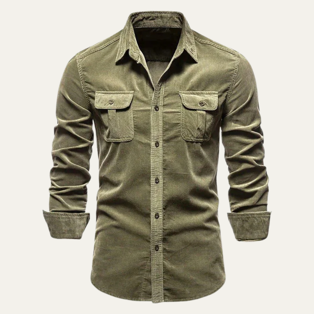 Men's Corduroy Shirt – Button-Down with Chest Flap Pockets