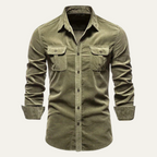 Men's Corduroy Shirt – Button-Down with Chest Flap Pockets