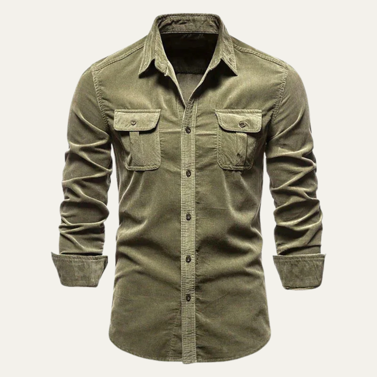 Men's Corduroy Shirt – Button-Down with Chest Flap Pockets