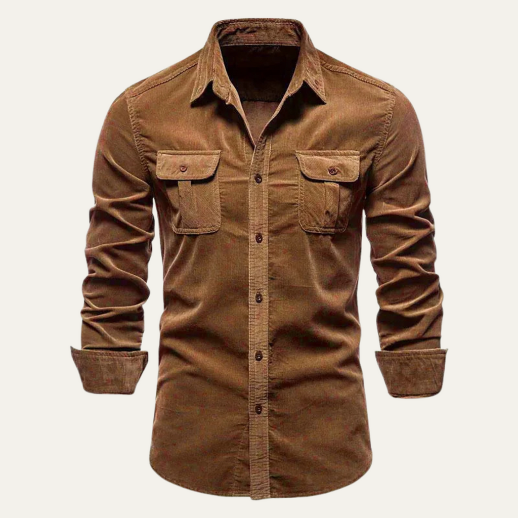 Men's Corduroy Shirt – Button-Down with Chest Flap Pockets
