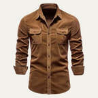 Men's Corduroy Shirt – Button-Down with Chest Flap Pockets