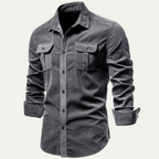 Men's Corduroy Shirt – Button-Down with Chest Flap Pockets