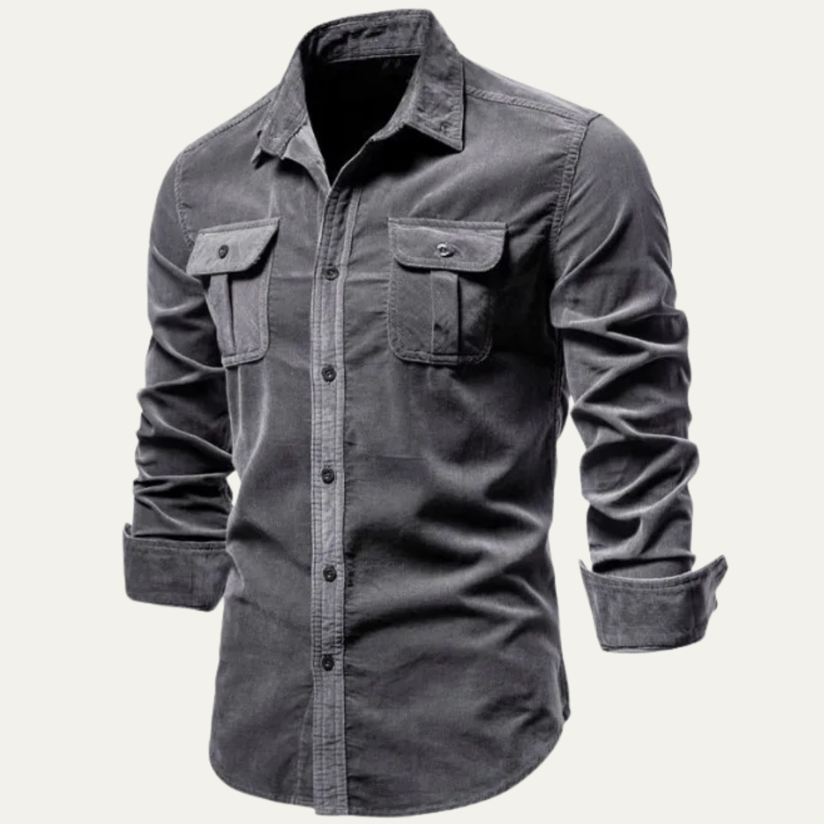 Men's Corduroy Shirt – Button-Down with Chest Flap Pockets