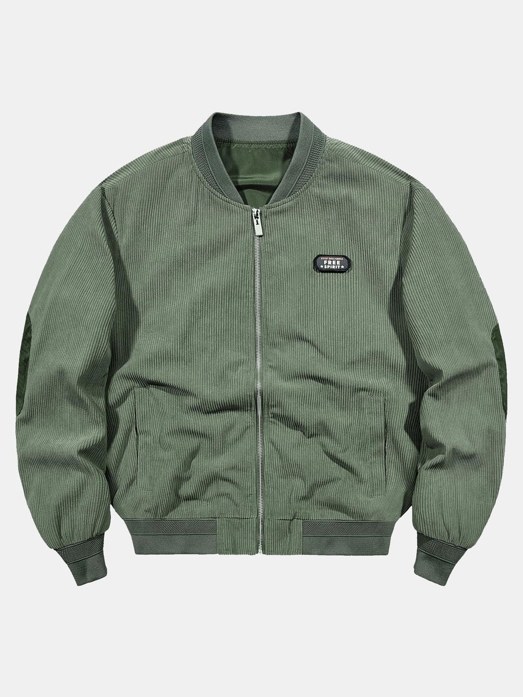 Men's Ribbed Corduroy Bomber Jacket with Zip Front