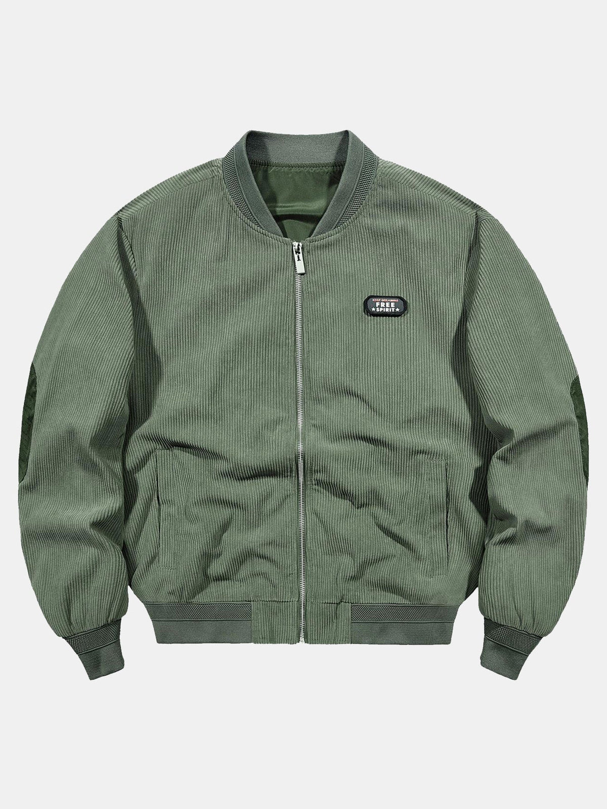 Men's Ribbed Corduroy Bomber Jacket with Zip Front