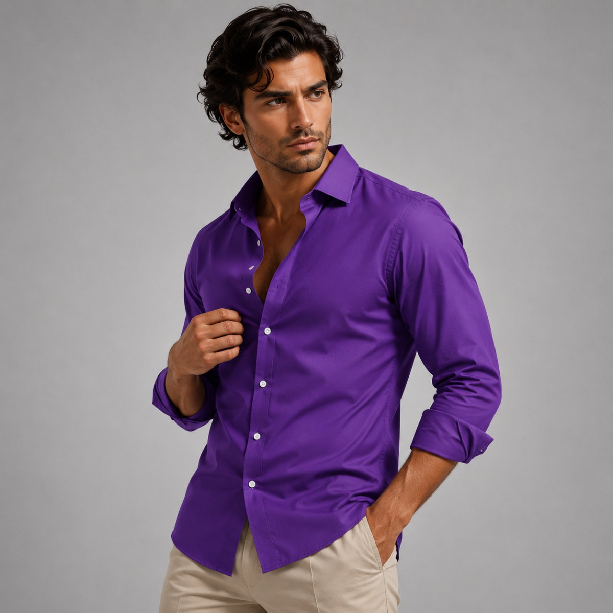 Men's Slim-Fit Stretch Dress Shirt – Wrinkle-Resistant