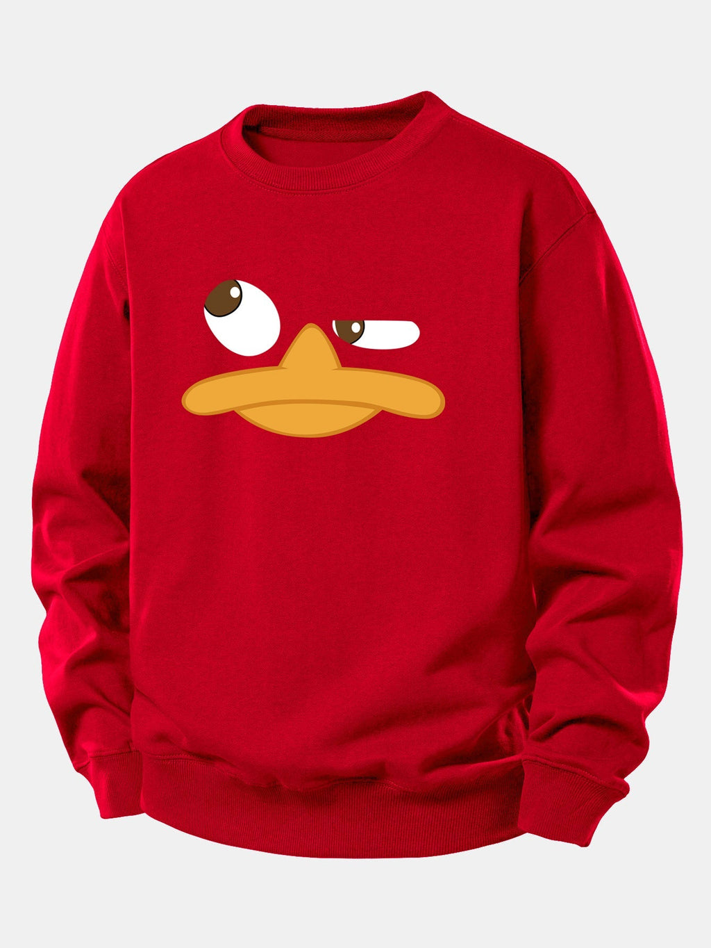 Men's Cartoon Duck Face Graphic Sweatshirt