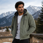 Men's Fleece-Lined Hooded Jacket – Drawstring Hood, Ribbed Cuffs