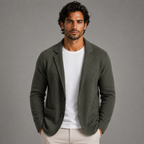 Men's Soft Wool-Blend Knit Cardigan with Suit Collar