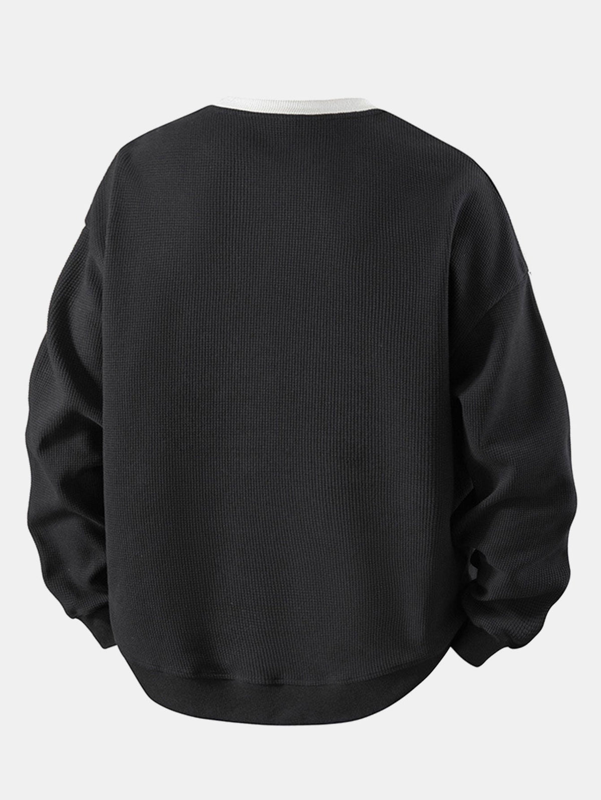 Men's Striped Waffle Crew Neck Sweatshirt