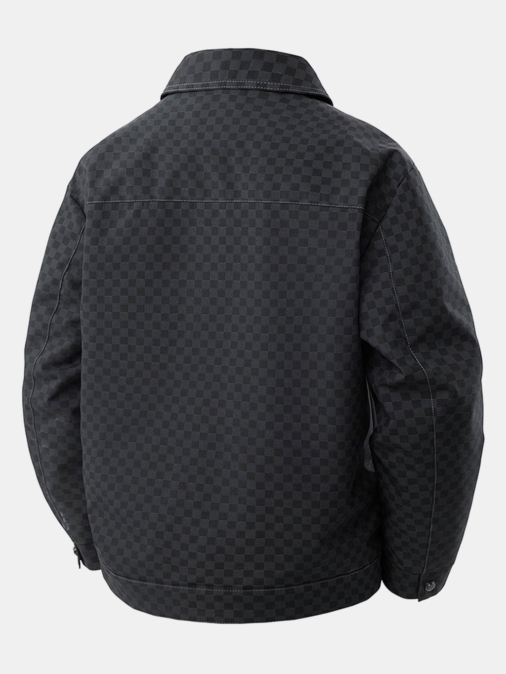 Men's Checkerboard Trucker Jacket with Chest Pockets