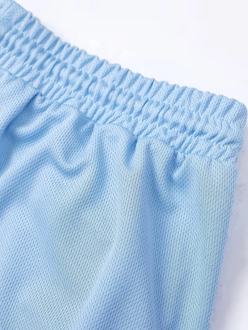 Men's Polo and Shorts Summer Set in Light Blue