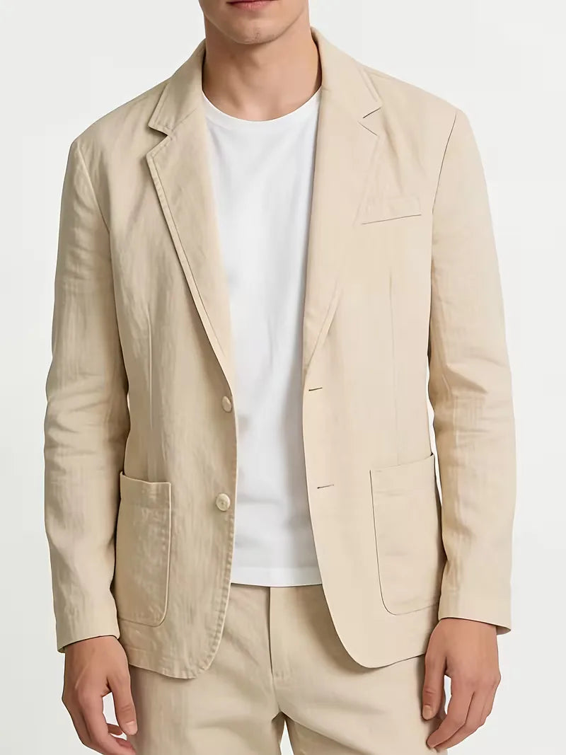 Men's Single-Breasted Blazer with Notch Lapel