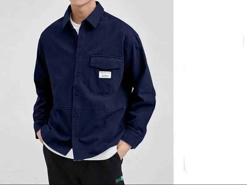 Men's Relaxed Fit Utility Overshirt with Button Front and Chest Pocket