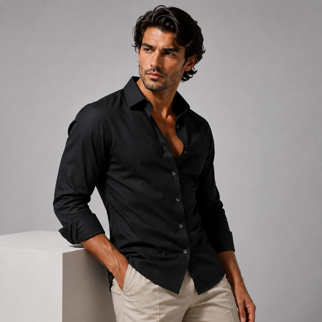 Men's Slim-Fit Stretch Dress Shirt – Wrinkle-Resistant
