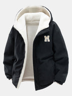 Men's Reversible Corduroy Hooded Jacket with Teddy Fleece