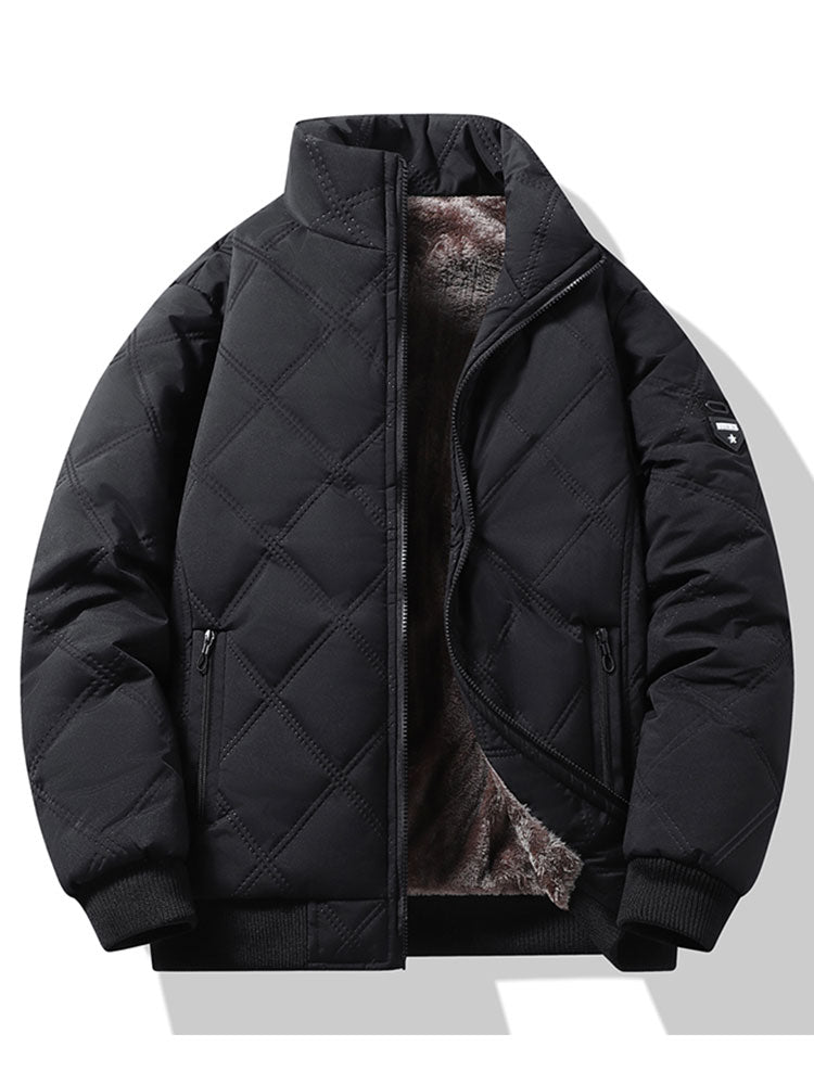 Men's Faux Fur-Lined Quilted Winter Jacket
