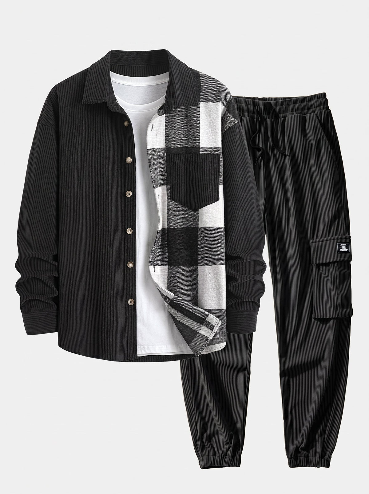 Men's Corduroy Shirt and Cargo Jogger Set