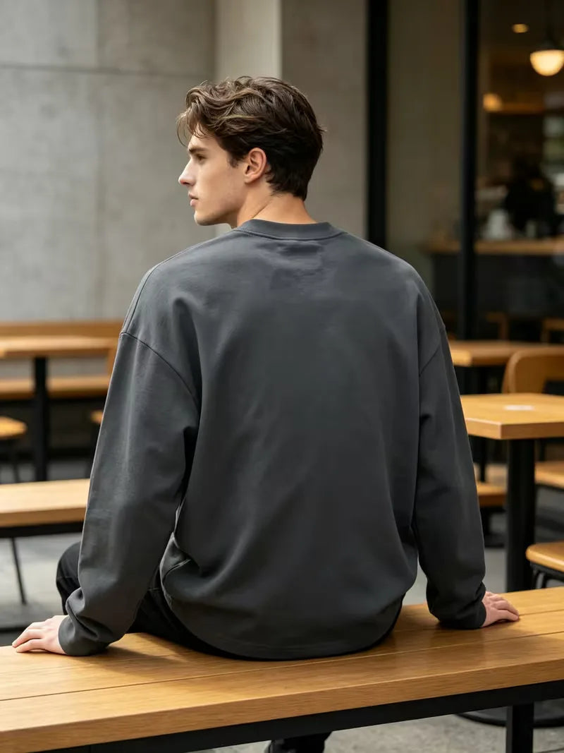 Men's Crew-Neck Longsleeve with Script Graphics – Six Colours