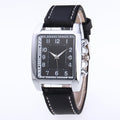 Men's Rectangular leather-look-Strap Watch