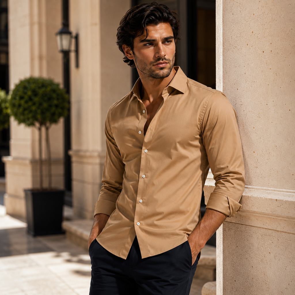 Men's Slim-Fit Stretch Dress Shirt – Wrinkle-Resistant