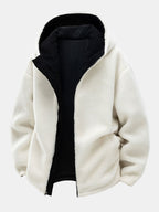 Men's Reversible Corduroy Hooded Jacket with Teddy Fleece