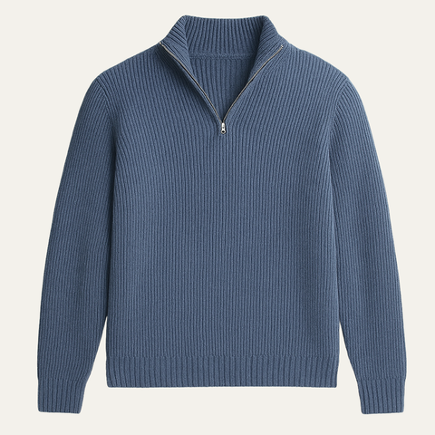 Men's Soft-Knit Half-Zip Jumper – Ribbed Texture