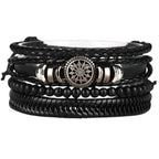 Men's Braided leather-look Wrap Bracelet Set