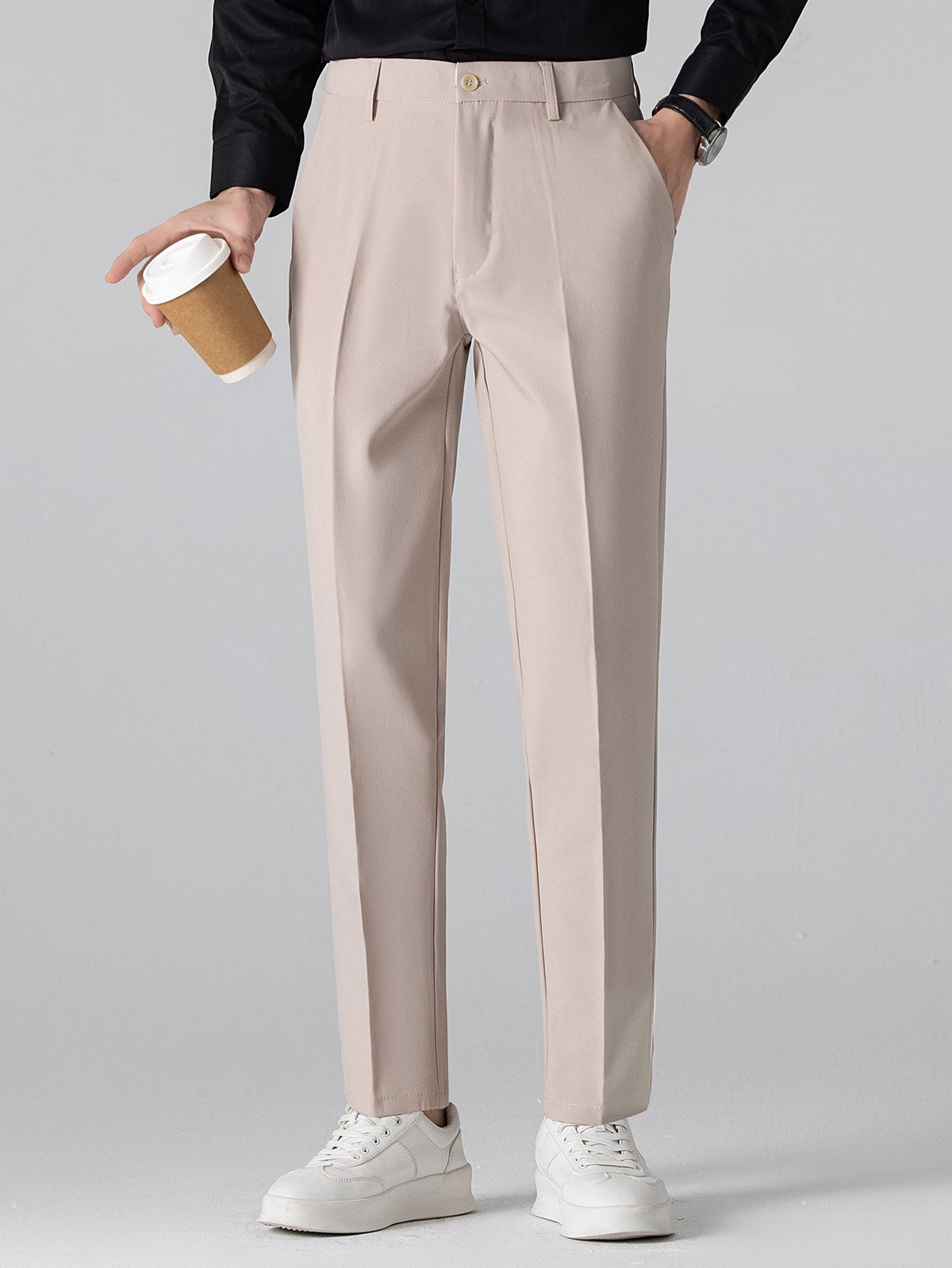 Men's Textured Zip Polo and Slim Trouser Set