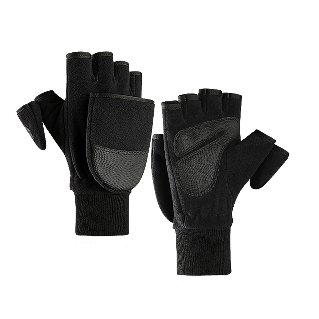 Men's Convertible Thermal Winter Gloves – Wind-Resistant Fingerless Mittens