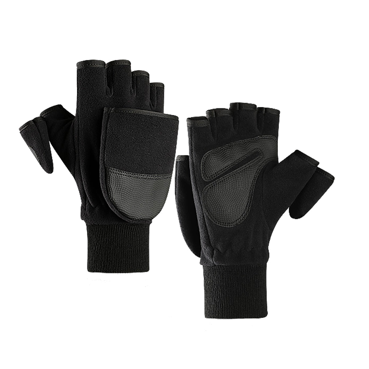 Men's Convertible Thermal Winter Gloves – Wind-Resistant Fingerless Mittens