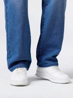 Men's Loose Fit Jeans with Frayed Hem