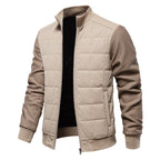 Men's Quilted Hybrid Jacket – Knitted-Sleeve Zip-Up Layer