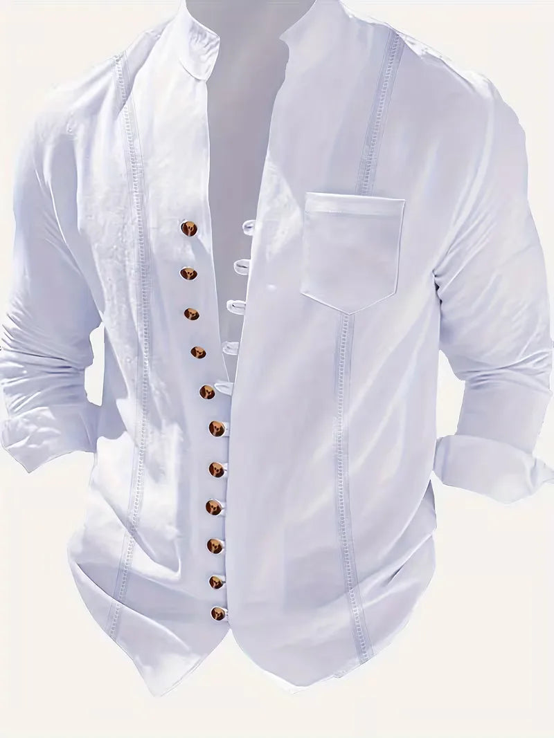 Men's Mandarin Collar Shirt and Trouser Set