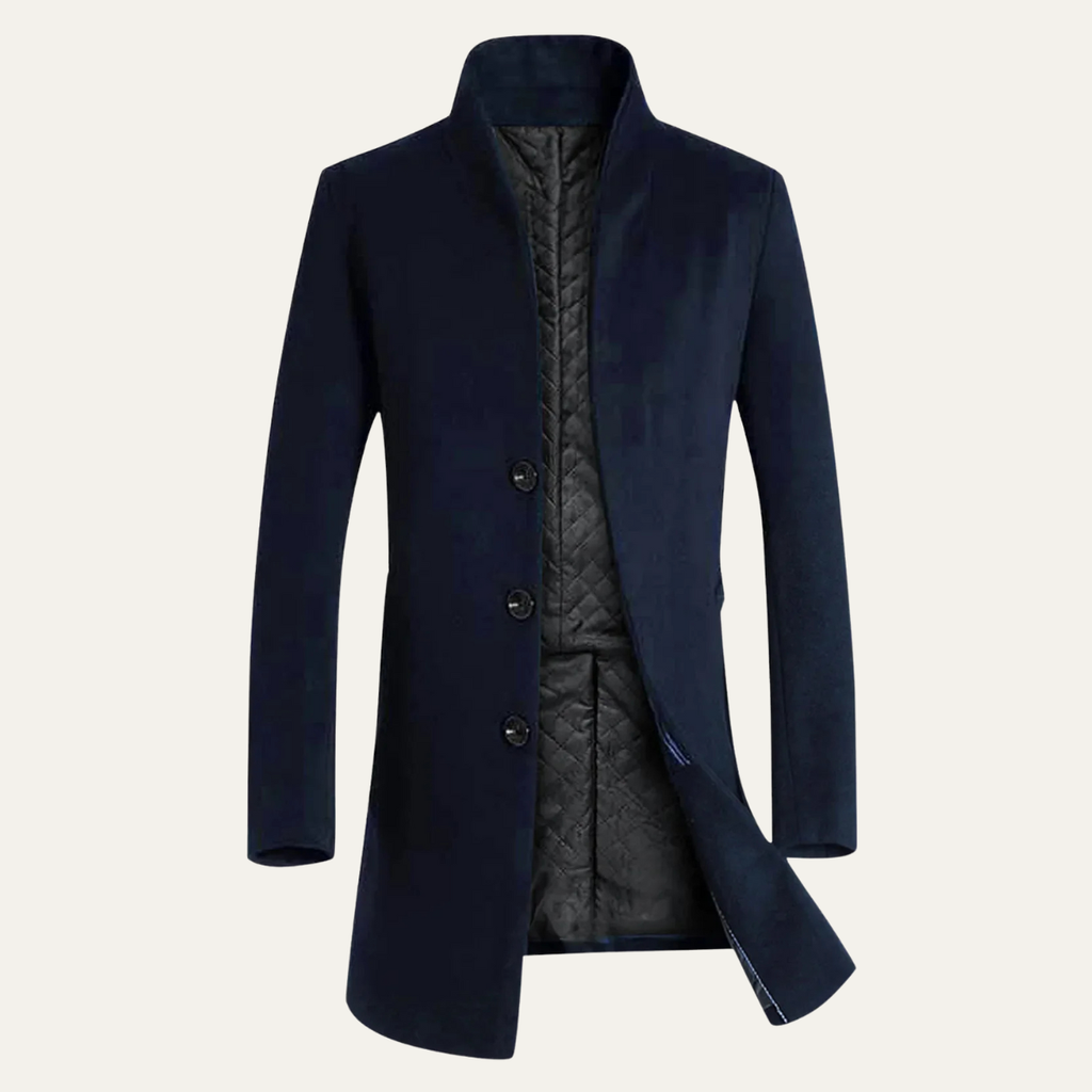 Men's Single-Breasted Wool-Blend Trench Coat – Mid Length