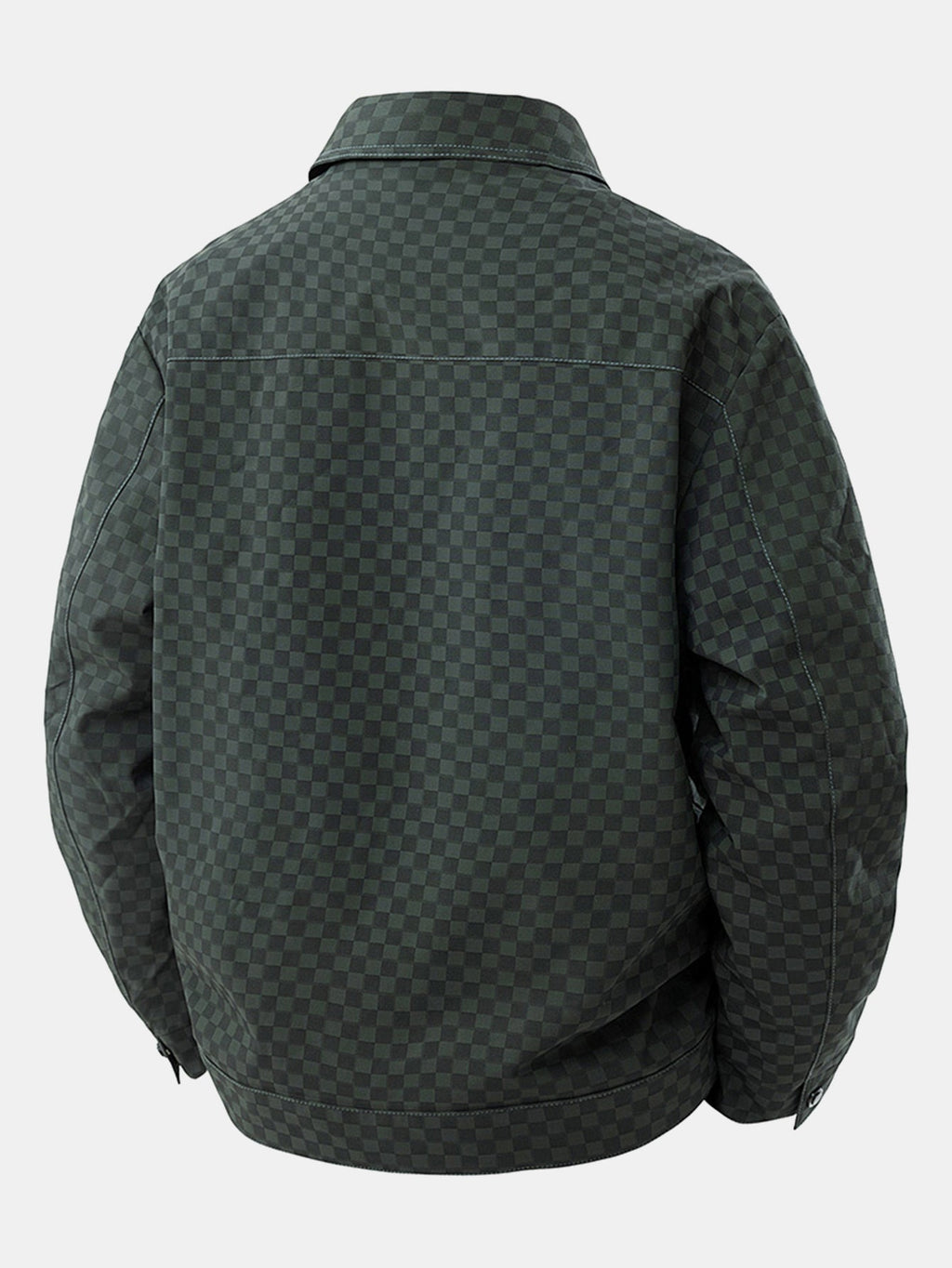 Men's Checkerboard Trucker Jacket with Chest Pockets