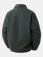 Men's Checkerboard Trucker Jacket with Chest Pockets