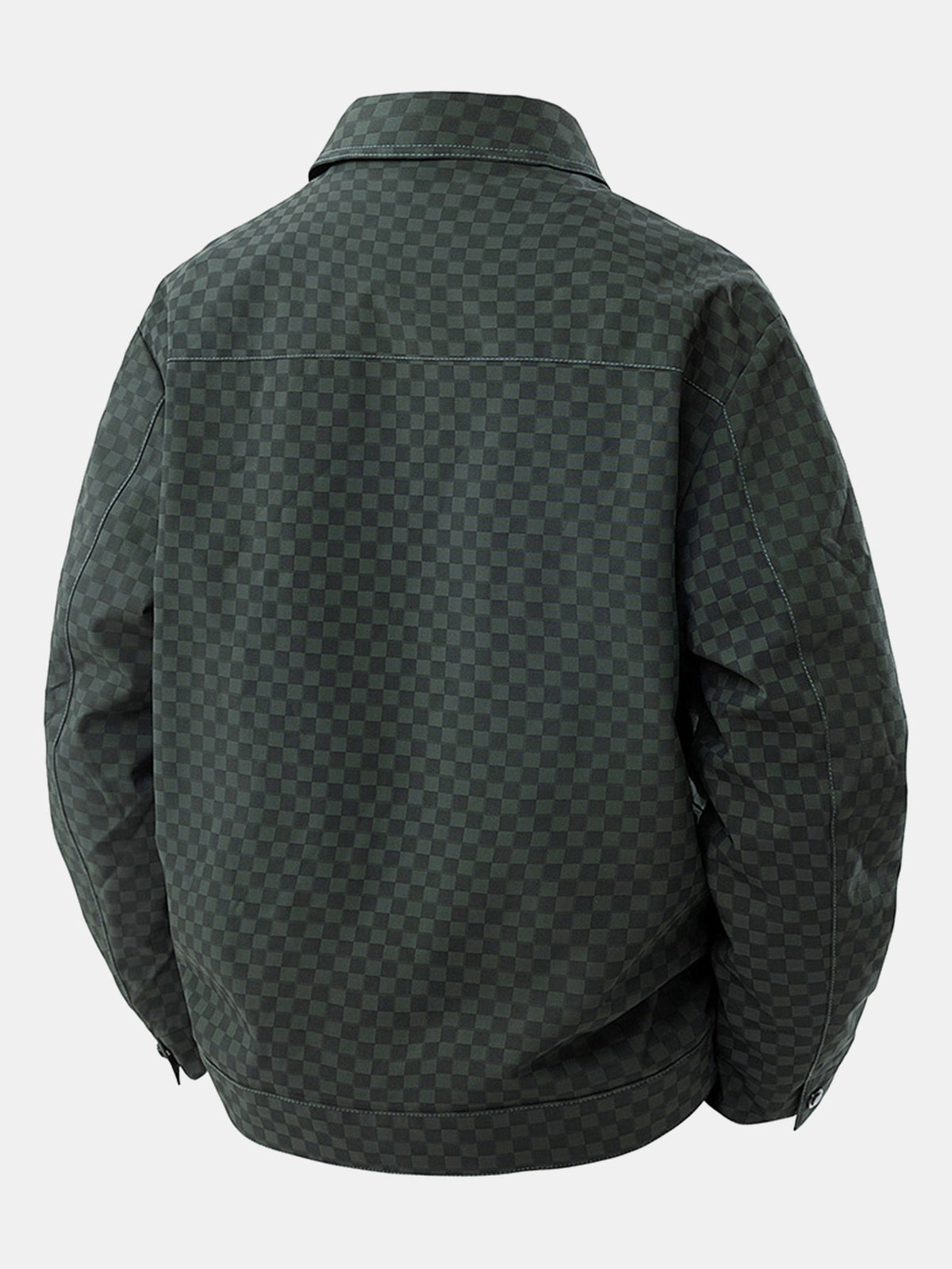 Men's Checkerboard Trucker Jacket with Chest Pockets