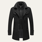 Men's Double-Collar Wool-Blend Business Coat