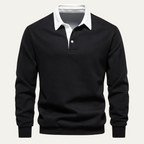 Men's Long-Sleeve Knitted Polo Shirt – Classic Collar