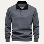 Men's Long-Sleeve Knitted Polo Shirt – Classic Collar