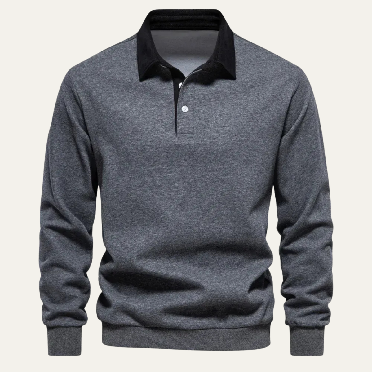 Men's Long-Sleeve Knitted Polo Shirt – Classic Collar