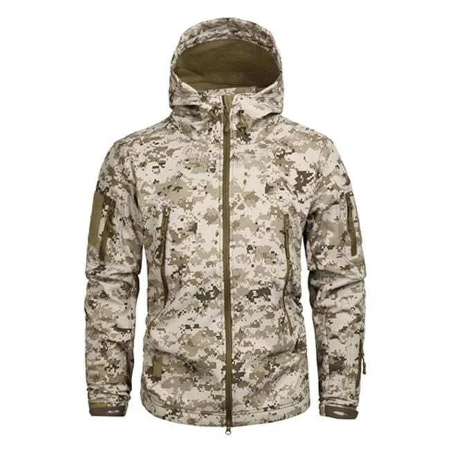 Men's Hooded Parka with Camouflage Pattern